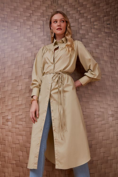 Vestido Chemise Cinto Trança