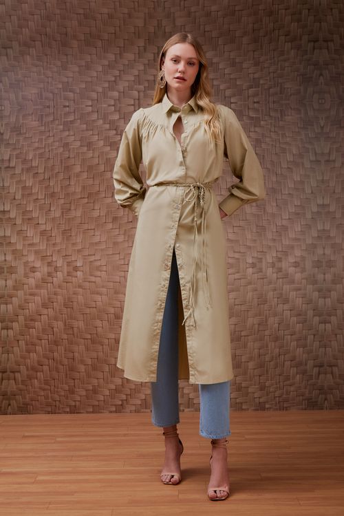 Vestido Chemise Cinto Trança