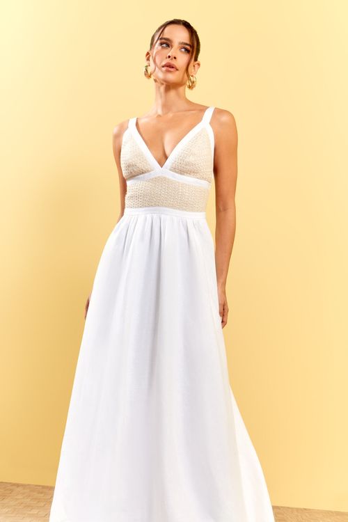 VESTIDO LINHO LONGO CROCHET
