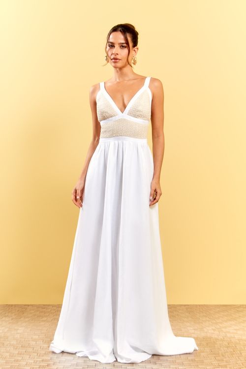 VESTIDO LINHO LONGO CROCHET
