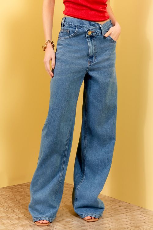 CALÇA JEANS ASSIMÉTRICO