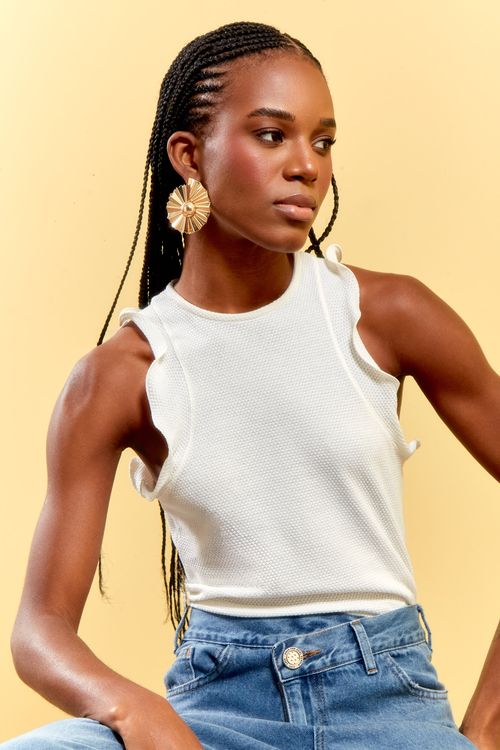 BLUSA BABADO MALHA QUADRILE