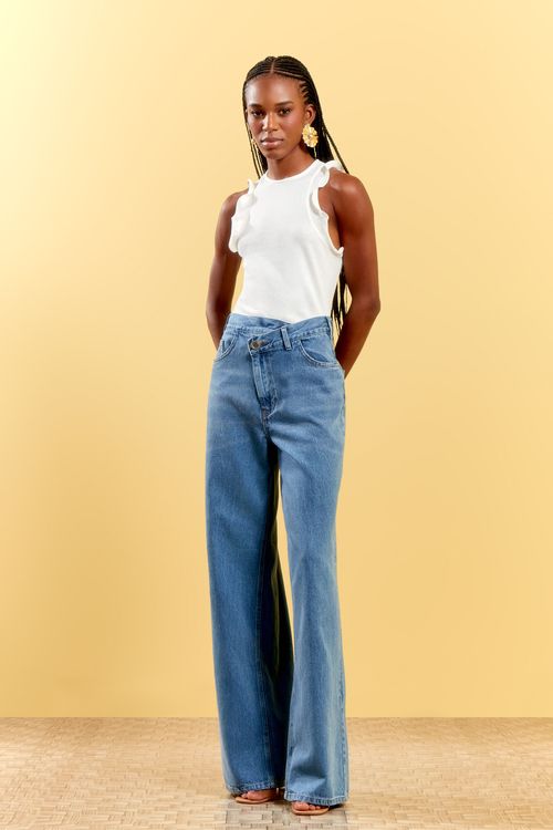 BLUSA BABADO MALHA QUADRILE