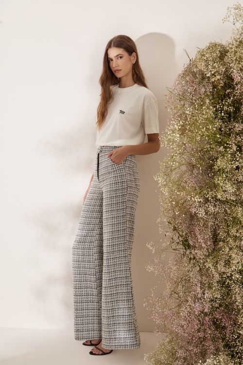 CALÇA TWEED P/B FLARE
