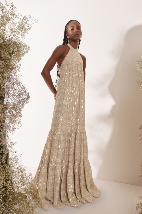 VESTIDO BORDADO VITRAL PALA LONGO